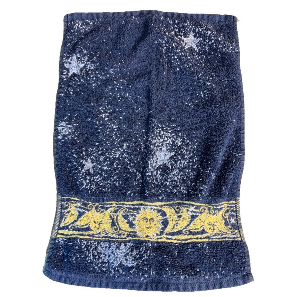 Vintage Celestial Hand Towel Moon Sun Stars 100% Cotton Santens Y2K 90s